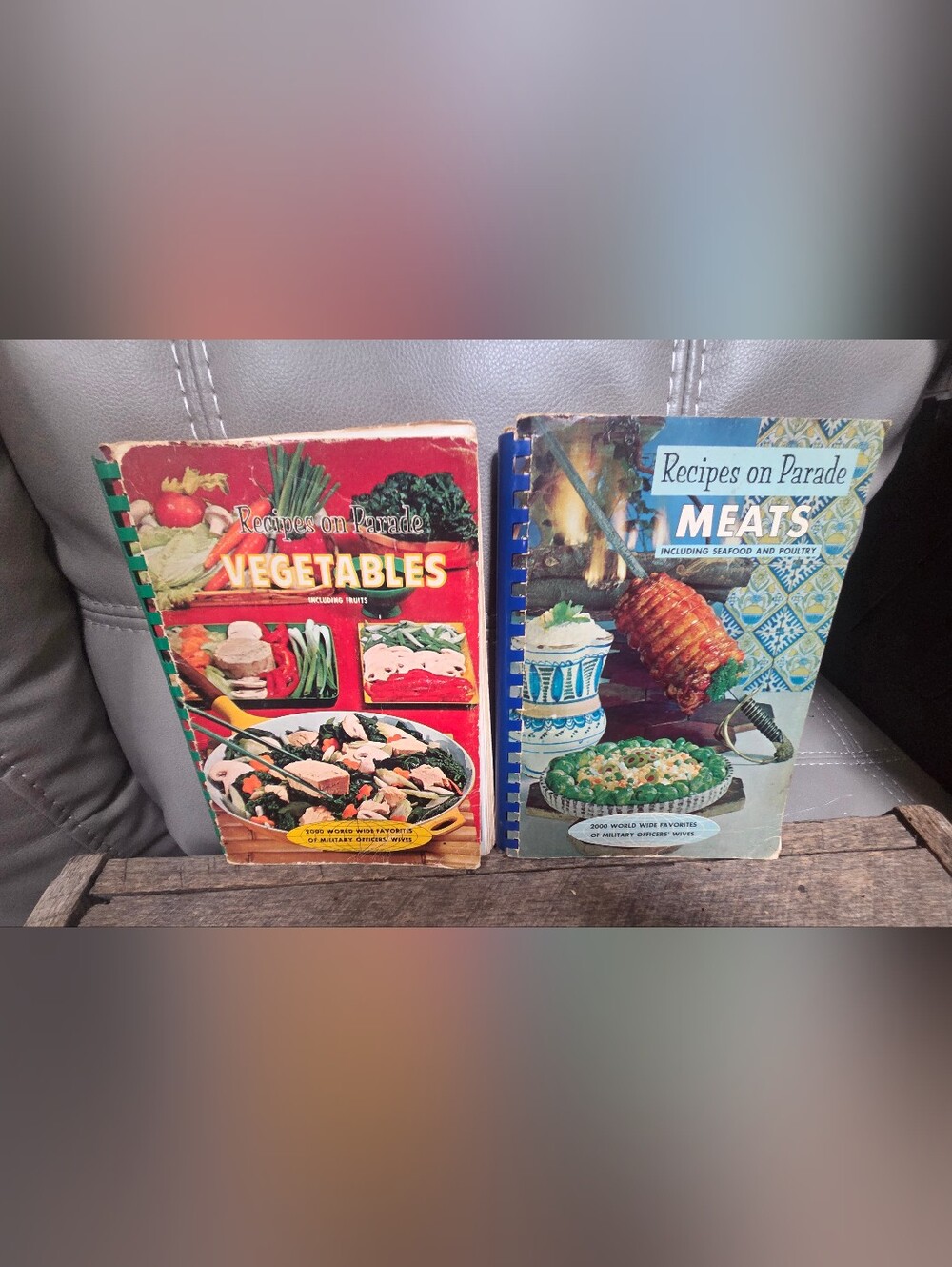 Lot of 2 Vintage 60's Spiral Military Wives Recipe Cook Books ~ Bin 1B